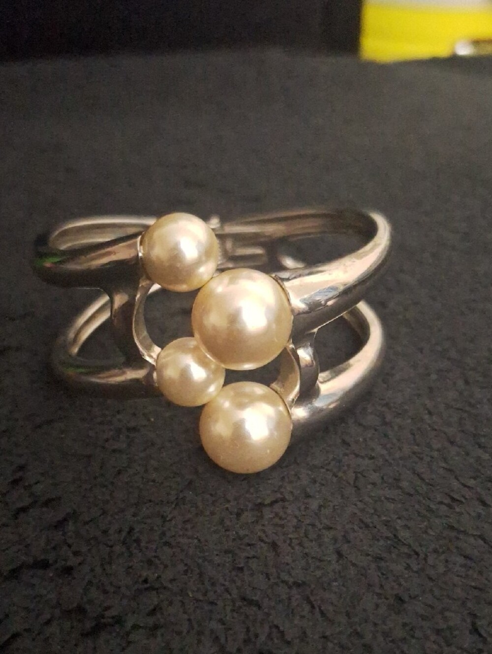 Silver Pearl Accent Cuff Bracelet - Women Jewelry - Picture 3 of 5